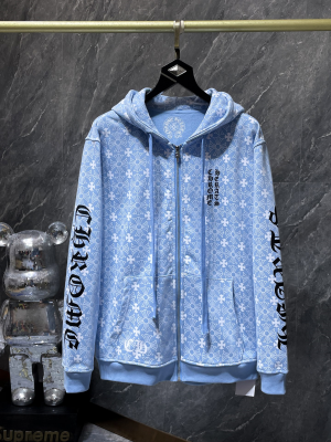 Chrome Hearts (クロムハーツ) 2025AW 新作 秋冬 ホースシュー＆クロス モチーフ ジャガード風 フルジップフーディー