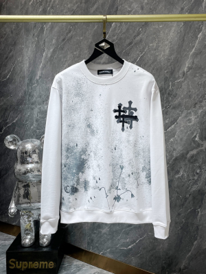 Chrome Hearts (クロムハーツ) 2025秋冬 星空クロス レザーパッチワーク刺繍 クルーネックスウェットシャツ