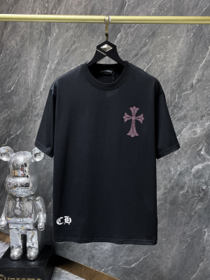 Chrome Hearts (クロムハーツ) 2026SS 新作 半袖Tシャツ ホースシュー サンスクリット クロス ラインストーン