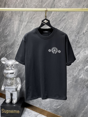 Chrome Hearts (クロムハーツ) 2026SS 新作 半袖Tシャツ ホースシュー サンスクリット クロス ラインストーン