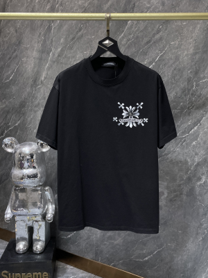 Chrome Hearts (クロムハーツ) 2025SS クロス＆ロゴ刺繍 プレミアムTシャツ（ブラック）