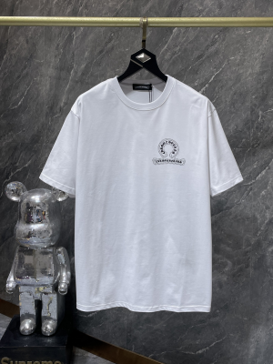 Chrome Hearts (クロムハーツ) 2025SS 新作 春夏 ヘビーウェイト ラインストーン クロス ホースシュー Tシャツ