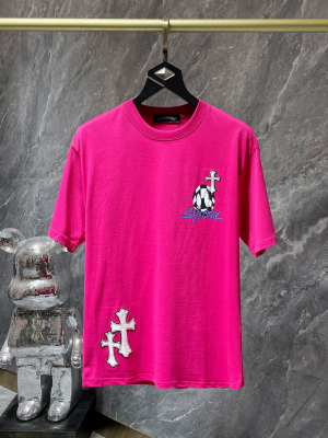Chrome Hearts (クロムハーツ) 2025SS マティボーイ (Matty Boy) ネットワーク?グラフィック プレミアムTシャツ（ピンク）