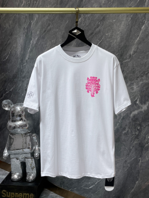 Chrome Hearts (クロムハーツ) 2025SS ピンクソードクロスプリント プレミアムTシャツ（ホワイト）