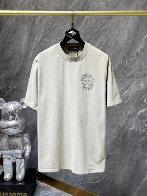 Chrome Hearts (クロムハーツ) 2025SS 新作 ヴィンテージウォッシュ マルチクロス＆サンスクリット プレミアムTシャツ（ベージュ）