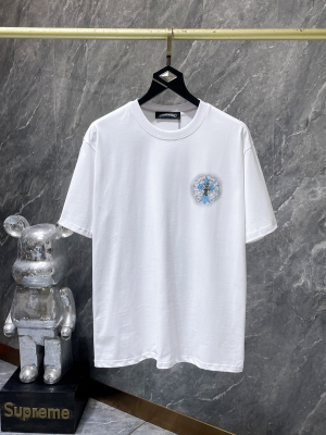 Chrome Hearts (クロムハーツ) 2025SS 新作 春夏 ハイエンド マーティンカラー バイカラー 手縫いボタン Tシャツ