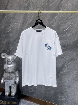 Chrome Hearts (クロムハーツ) 2025SS 新作 春夏 ウォッシュド加工 ヘビーウェイト ビッグホースシュー パッチワーク Tシャツ
