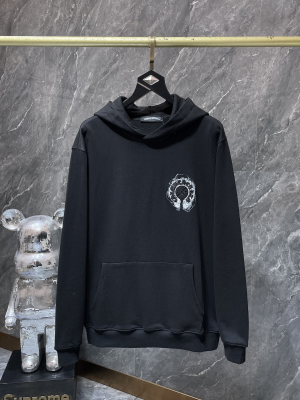 Chrome Hearts (クロムハーツ) 2025AW 新作 秋冬 ホースシュー＆サンスクリットクロス刺繍ハンドペイントフーディー