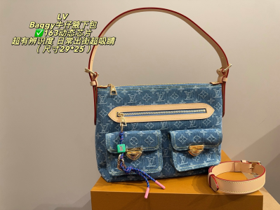 【人気定番】ルイヴィトン バギー デニム ショルダーバッグ 29×25cm