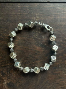 クロムハーツ (Chrome Hearts) 925シルバー ダイス＆クロスボール ブレスレット（新バージョン）