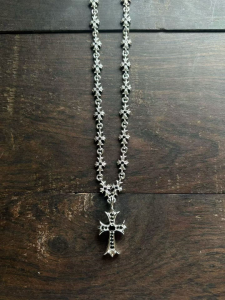 クロムハーツ (Chrome Hearts) 18Kブラックダイヤモンド両面エンジェルチェーンネックレス