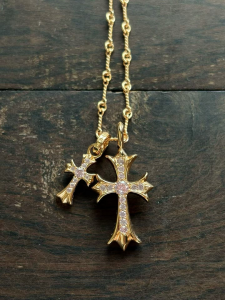 クロムハーツ (Chrome Hearts) 22Kゴールド ダブルクロス ネックレス