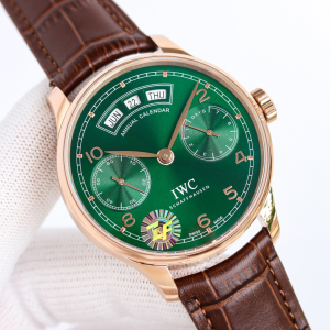 IWC ポルトギーゼ?アニュアル?カレンダー 44 ローズゴールド “グリーンサンバースト” - グリーン放射文字盤