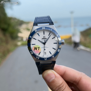 N1 Factory オメガ コンステレーション マスタークロノメーター 41mm - ブルーセラミックベゼル / ホワイトダイヤル / レザーストラップ 第五世代