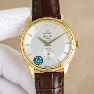OMEGA デ?ヴィル コーアクシャル クロノメーター - ゴールド調ケース / ダイヤモンドインデックス / Cal.2202搭載 / ブラウンレザーストラップ