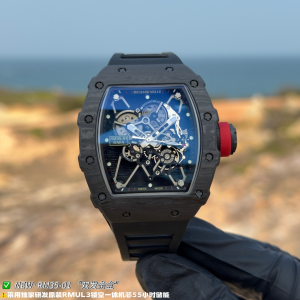NEW Factory リシャールミル RM35-02 ラファエル?ナダル エディション：NTPTカーボンケース×レッドラバーストラップ×RMAL1一体型デュアルバレルムーブメント