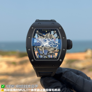 NEW Factory リシャールミル RM035 “ビッグブル”：ブラックセラミック×NTPTカーボンケース×ブラックラバーストラップ×RMUL1一体型手巻きムーブメント