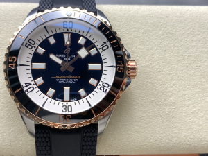 【最高級】ブライティング(BREITLING) スーパーオーシャン Ref.A17360421B1A1：高光セラミックベゼル×青グラデーション文字盤×ロゼゴールド風アクセント｜300m防水?セイゴール(ST2824)搭載ダイバーズ時計