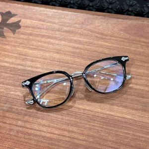 Chrome Hearts (クロムハーツ) SHAGASS メガネ フレーム ブラック×シルバー 925純銀装飾 チタンテンプル 輸入セル