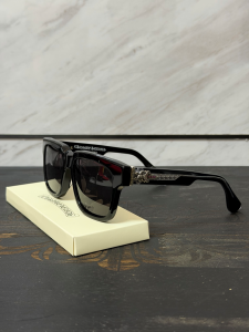 Chrome Hearts (クロムハーツ) BOX-OFFICER サングラス フレーム 925シルバー レッドダイヤモンド ソードモチーフ ブラック ユニセックス