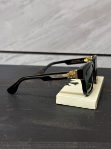 Chrome Hearts (クロムハーツ) BOX-OFFICER サングラス フレーム 24Kゴールド プレート 白ダイヤモンド ソードモチーフ ブラック ユニセックス