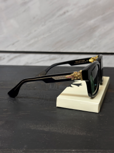 Chrome Hearts (クロムハーツ) BOX-OFFICER サングラス フレーム 24Kゴールド プレート レッドダイヤモンド ソードモチーフ ブラック ユニセックス