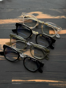 Chrome Hearts (クロムハーツ) DUCK BUTTER メガネ フレーム 925シルバー/24Kゴールドプレート ボストン ブラック/クリア/グレー ユニセックス 日本製