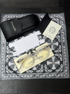 Chrome Hearts (クロムハーツ) SMOKE SHOW-A メガネ フレーム クリア 925シルバー スクエア型 ユニセックス 日本製