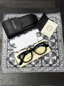 Chrome Hearts (クロムハーツ) SMOKE SHOW-A メガネ フレーム ブラック 925シルバー スクエア型 ユニセックス 日本製 フルセット