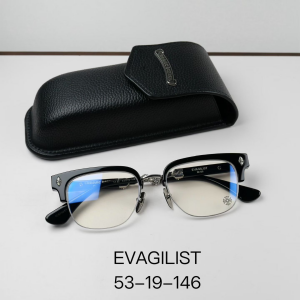 Chrome Hearts (クロムハーツ) EVAGILIST メガネ フレーム 925シルバー ブローライン ブラック/シルバー ユニセックス 日本製 肖战愛用モデル