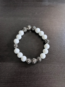 Chrome Hearts (クロムハーツ) 10mm ホワイトアゲート＆シルバービーズ ブレスレット