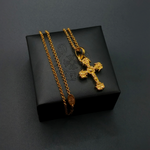 Chrome Hearts (クロムハーツ) 22K ゴールド フリグリー クロス ペンダント ネックレス (光面仕上げ)