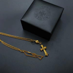 Chrome Hearts (クロムハーツ) 22K ゴールド フラワー＆クロス ペンダント ネックレス (ミディアムサイズ)