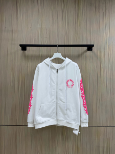 【Chrome Hearts】クロムハーツ ジップパーカー ホワイト×ピンク ダガープリント 500g極厚裏起毛  稀少アイテム