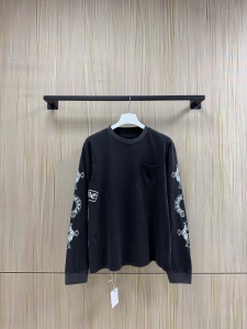 【Chrome Hearts】クロムハーツ ロングスリーブTシャツ Soap Water 亲友限定 ソープウォーター 水洗い加工 40支双糸 220g 黒