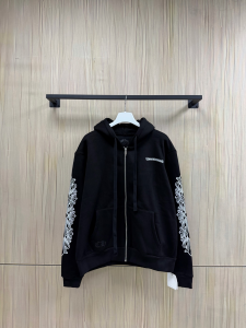 【Chrome Hearts】クロムハーツ ジップパーカー Aspen City Limited アスペン限定 ブラック 白スクロールプリント 500g裏起毛  稀少アイテム