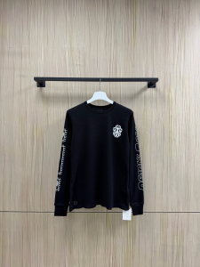【Chrome Hearts x Deadly Doll】クロムハーツ デッドリー?ドール コラボ ロングスリーブTシャツ ブラック ワッフル生地 定規＆リップ刺繍 280g 稀少限定