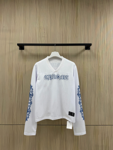 【Chrome Hearts x Matty Boy】クロムハーツ マッティボーイ コラボ アイスホッケージャージ ホワイト×ネイビー メッシュ Vネック 240g高密速乾 稀少アイテム