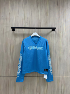 【Chrome Hearts x Matty Boy】クロムハーツ マッティボーイ コラボ アイスホッケージャージ ブルー×ホワイト メッシュ Vネック 240g高密速乾 稀少アイテム