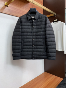 モンクレール Moncler 秋冬 メンズ ビジネス向け襟付きダウンジャケット ブラック 男女兼用 hicopymn030