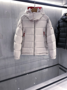モンクレール Moncler 配色フード付きダウンジャケット ユニセックス オフホワイト hicopymn032