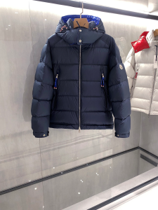モンクレール Moncler 配色フード付きダウンジャケット ユニセックス ネイビー hicopymn033