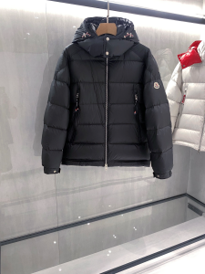 モンクレール Moncler 配色フード付きダウンジャケット ユニセックス ブラック hicopymn034