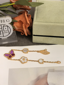 【Van Cleef & Arpels】ヴァンクリーフ＆アーペル フルイ バタフライ リング 紫玉髄＆マザーオブパール ゴールド 升级款（市場頂級）