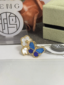 【Van Cleef & Arpels】ヴァンクリーフ＆アーペル フルイ バタフライ リング ラピスラズリ＆マザーオブパール ゴールド 升级款（市場頂級）