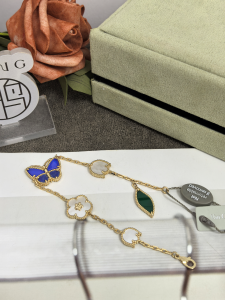 【Van Cleef & Arpels】ヴァンクリーフ＆アーペル フルイ バタフライ ブレスレット ラピスラズリ＆マザーオブパール ゴールド 升级款（市場頂級）