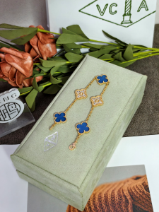 【Van Cleef & Arpels】ヴァンクリーフ＆アーペル アルハンブラ 5モティーフ ブレスレット ブルーカルセドニー＆ダイヤモンド ゴールド 対版貨