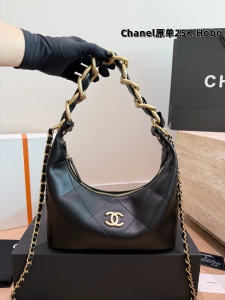【CHANEL】シャネル 25K Hobo バッグ ブラック ラムスキン ゴールド金具 2WAY ショルダーバッグ (公式型番: CHANEL-25K-HOBO-BLACK-GOLD-25CM)
